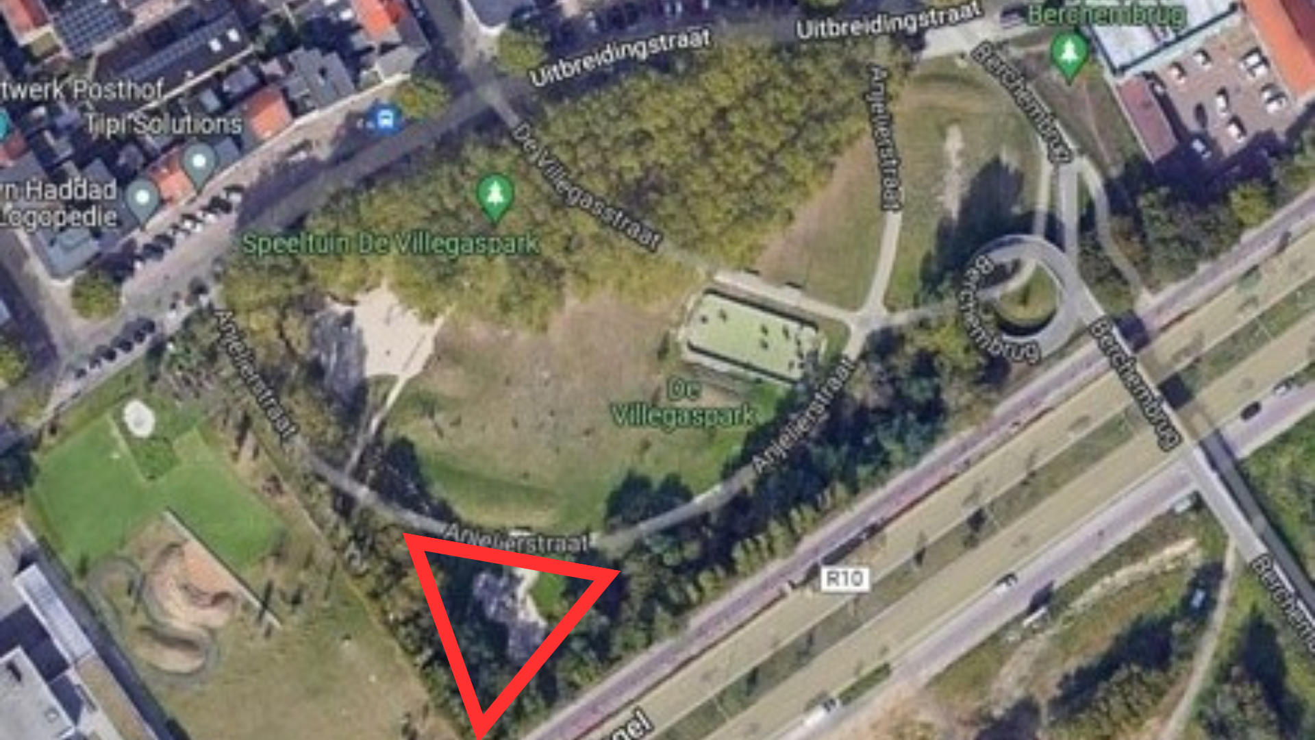 Locatie van het nieuwe skatepark in het De Villegaspark Locatie van het nieuwe skatepark in het De Villegaspark